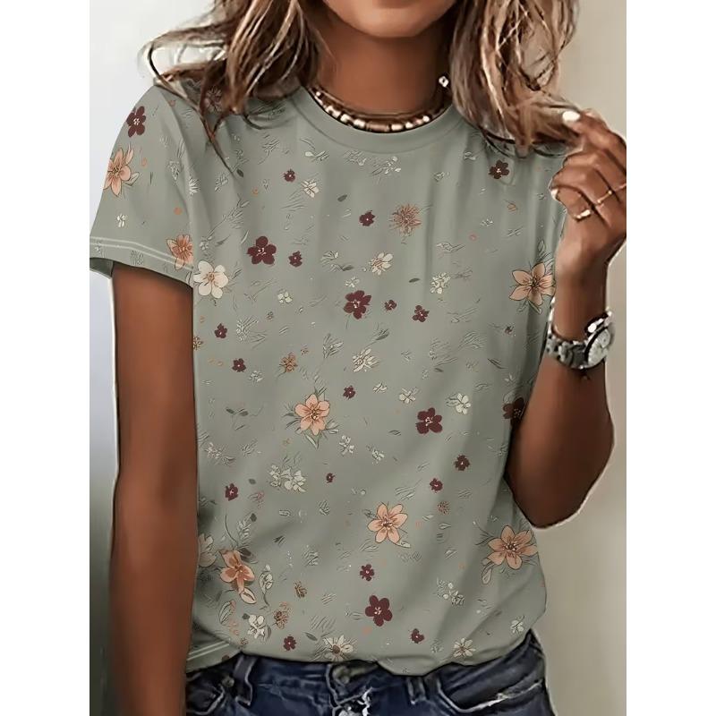 T-shirt da donna a maniche corte stampata in 3D, abbigliamento taglie forti da donna, alla moda e versatile, casual, per l'uso quotidiano
