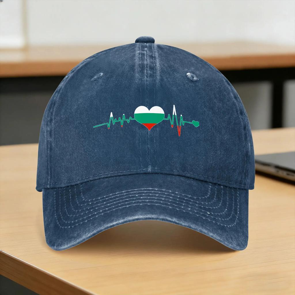 Baseballkappe Vintage Bulgarien Flagge Herzschlag Sommer Yk Niedlich Trucker-Kappe Unisex Teens Individuell DIY Rock Hohe Qualität Baseballkappe