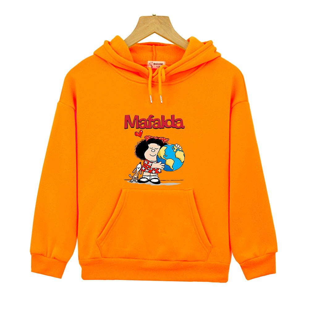 Kids Mafalda Hoodies for Teen Kawaii Graphic Anime Sweatshirts Girls Boy Clothes Children's Clothing Hoody Long Sleeve Tops