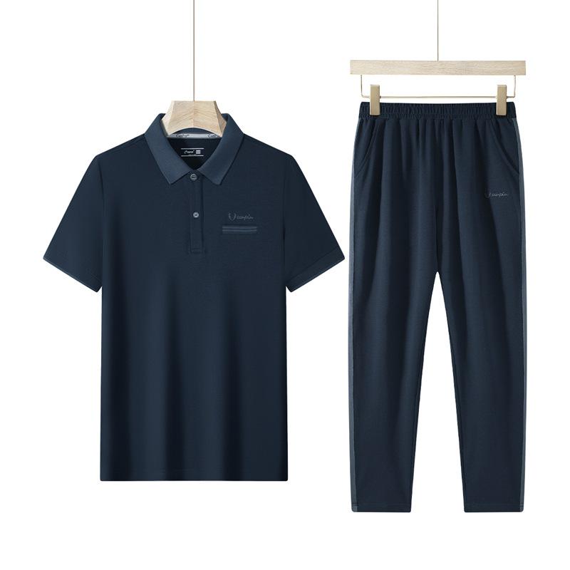 Women's Summer Sportswear Set: Lapel Short Sleeve Top & Loose Long Pants, Plus Size, Casual Two-Piece Running Suit