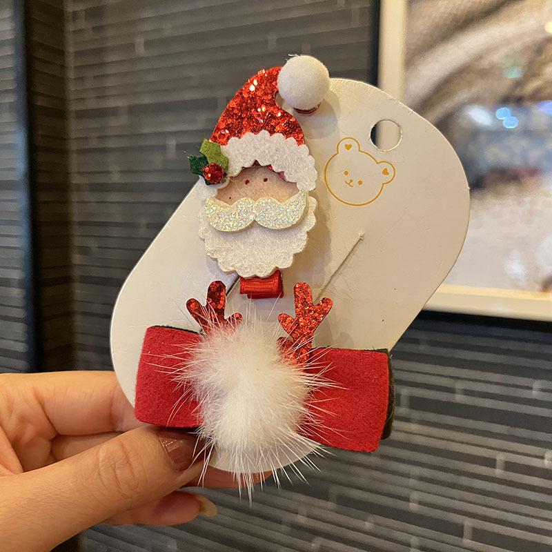 Children's Santa Claus Cartoon Hair Clips: Christmas Accessories for Kindergarten Girls