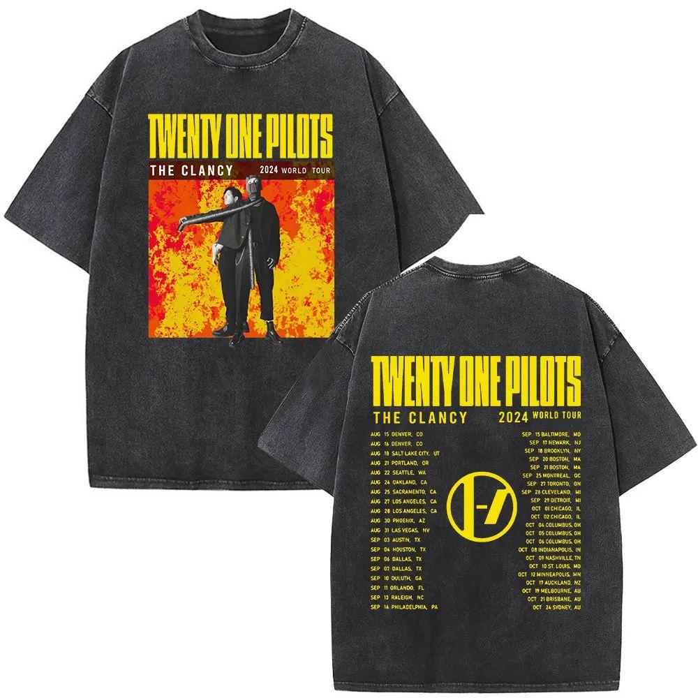 

Twenty One Pilots Винтажний Праний Футболка Чоловіки Жінки Мода Хіп-Хоп Оверсайз Футболки Бавовняна Повсякденна Футболка Вуличний Одяг Топи Футболка XL дубильна кора