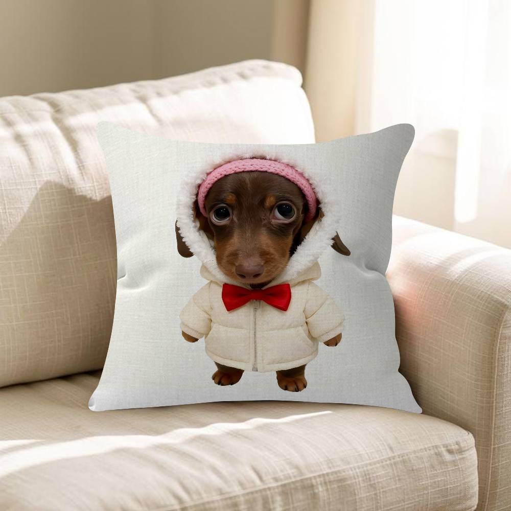 Cute Dachshund Dog Cushion Cover Inches Farmhouse Decor Home Throw Pillow Covers For Couch Decorations