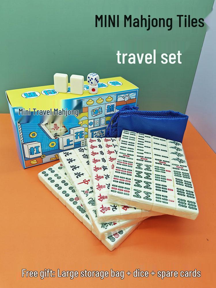 Mini Travel Mahjong Set: Hand-Rubbed Er-Ma Que for Dorm & On-the-Go Fun