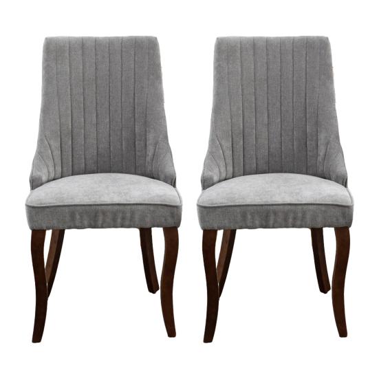 Rayon Cloth Flocking Linen Dining Chairs Channel Kitchen Dinner Chair Comfy Fabric Upholstered Accent Chair for Dining Room with Curved Solid Wood