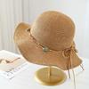 Summer Travel Beach Sunshade Straw Hat, New Fisherman Hat Women Hollow-Out Vacation Sunhat With Wide Brim