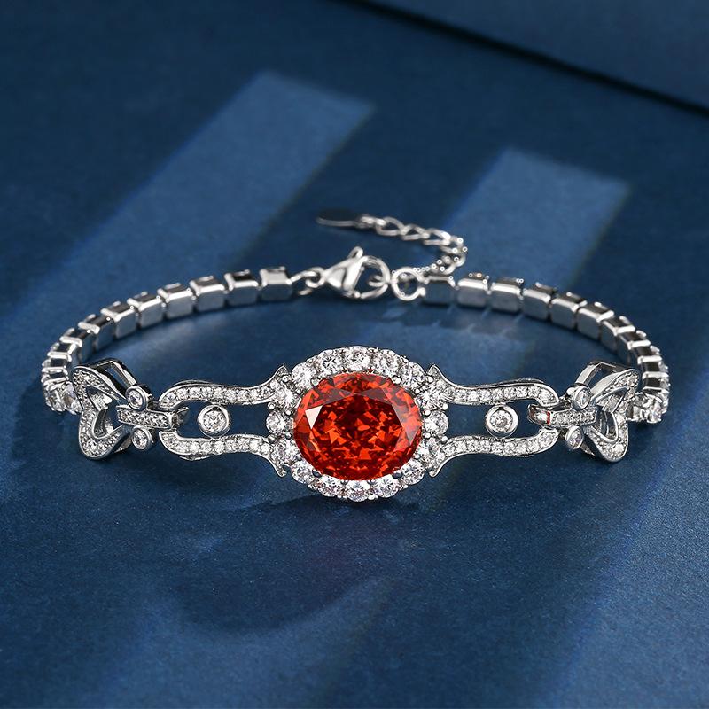 

Ювелирные изделия Ретро Высокоуглеродистый Бриллиант Ледяной Цветок Огранка Форма Яйца Темпераментный Браслет Ювелирные изделия Женские 10 * 12