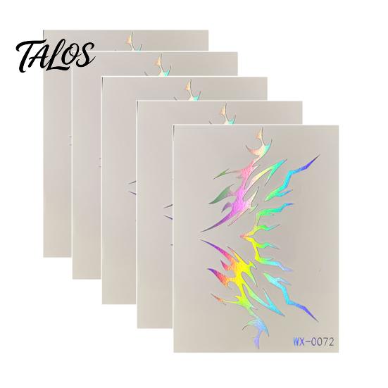 Talos 5 Sheets Holographic Lightning Tattoos, Waterproof Flash Temporary Stickers, Full Color Body Art for Festival Party