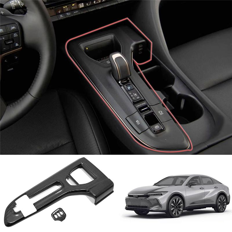 A03E-For Toyota Crown  2024 LHD ABS Carbon Fiber Console Gear Shift Knob Panel Cover Trim Interior Accessories