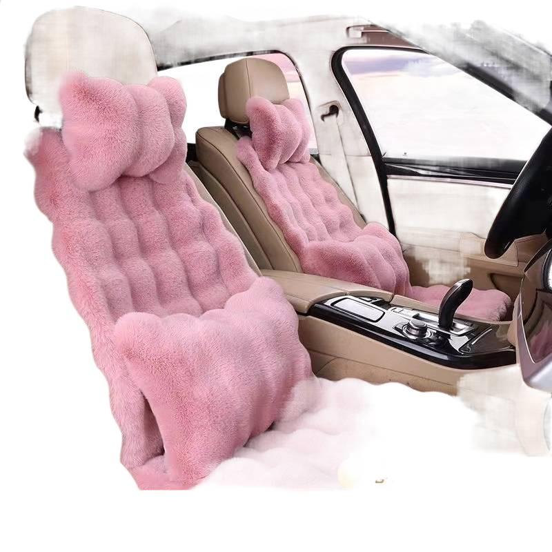 Plush Faux Rabbit Fur Car Seat Cushion: Luxurious Lumbar Support for Autumn and Winter Comfort
