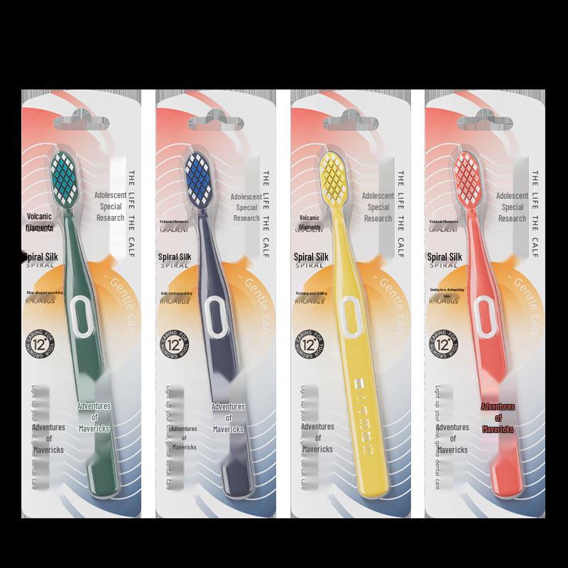 Little Calf s Adventure Teen Toothbrush, Soft Advanced Spiral Bristles, Suction Grip, Single Pack for Ages 12+