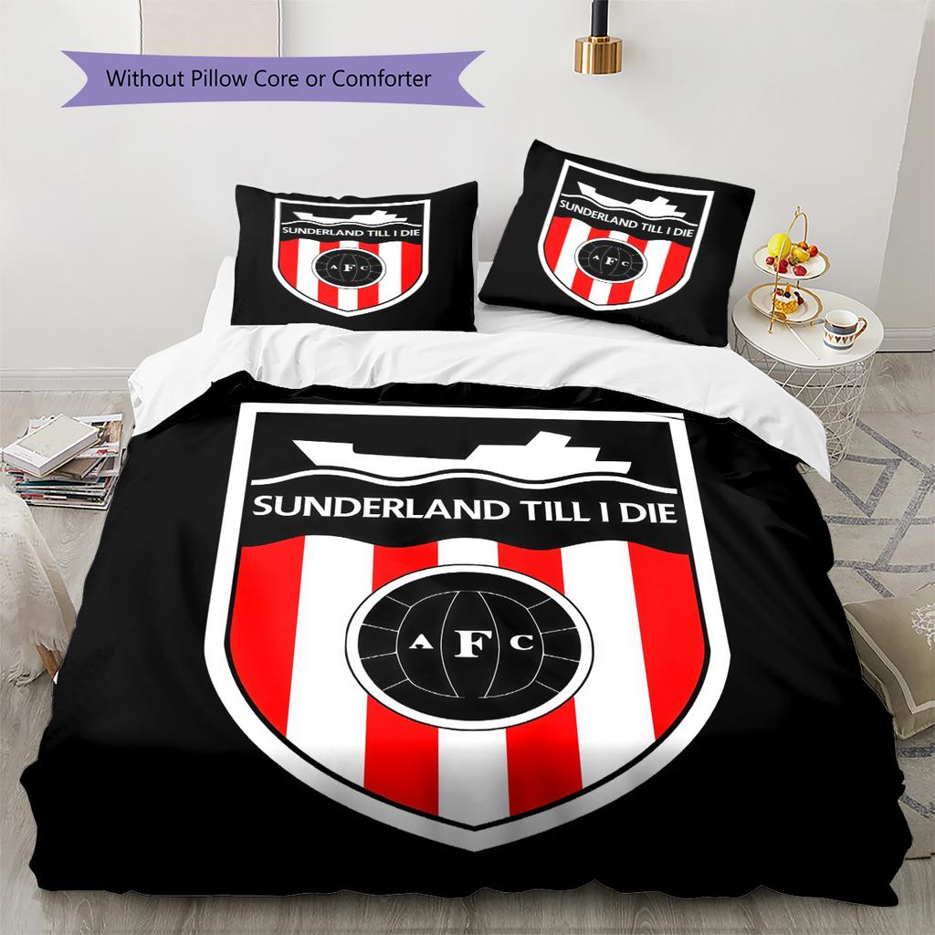 Sunderland AFC Pattern Bedding Home Decoration Birthday Gift (1 * duvet cover + 2 * pillowcase, without core)