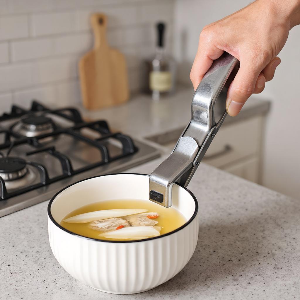 Edelstahl-Topf- und Schüsselhalterung, Topf- und Pfannengreifer für Mikrowelle, Backofen, Dampfgarer, Töpfe und Schüsseln