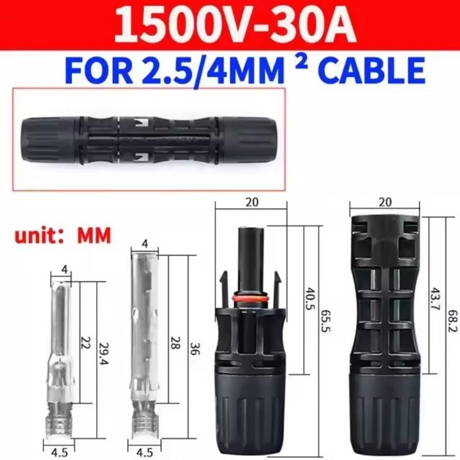 Sets Solar Connector Solar Plug Cable Connectors for Solar Panels Photovoltaic System 30A 50A 1000VDC 1500VDC