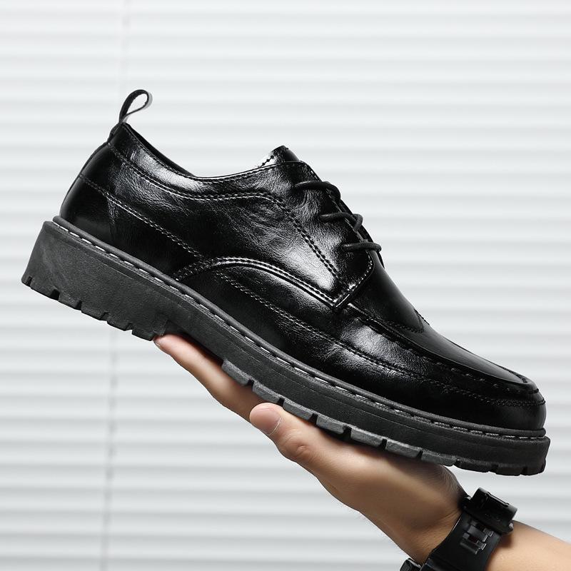 2025 Men s British-Style Black Leather Shoes: Casual to Formal Office Wear 38