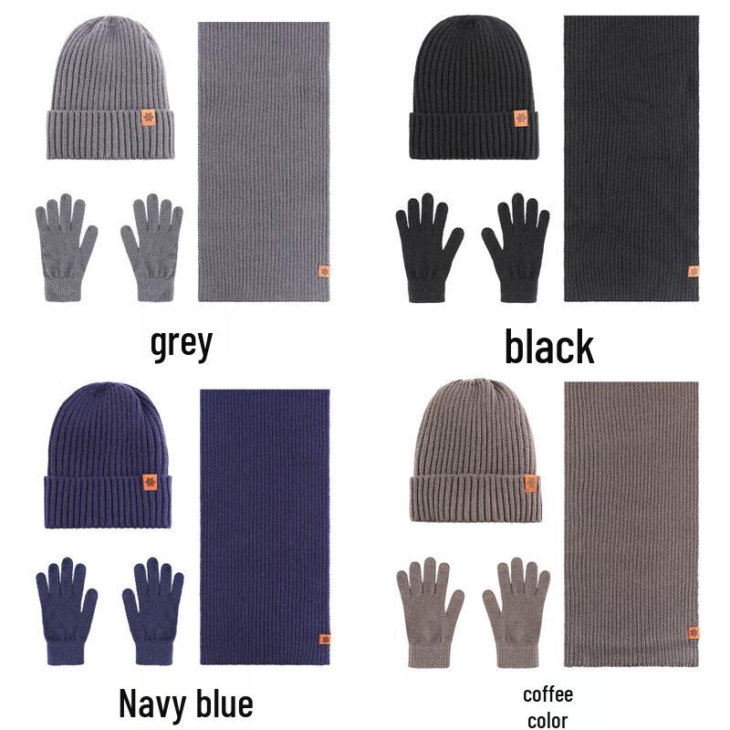 Set 3 Pezzi Inverno Cappello Lavorato a Maglia Sciarpa Guanti
