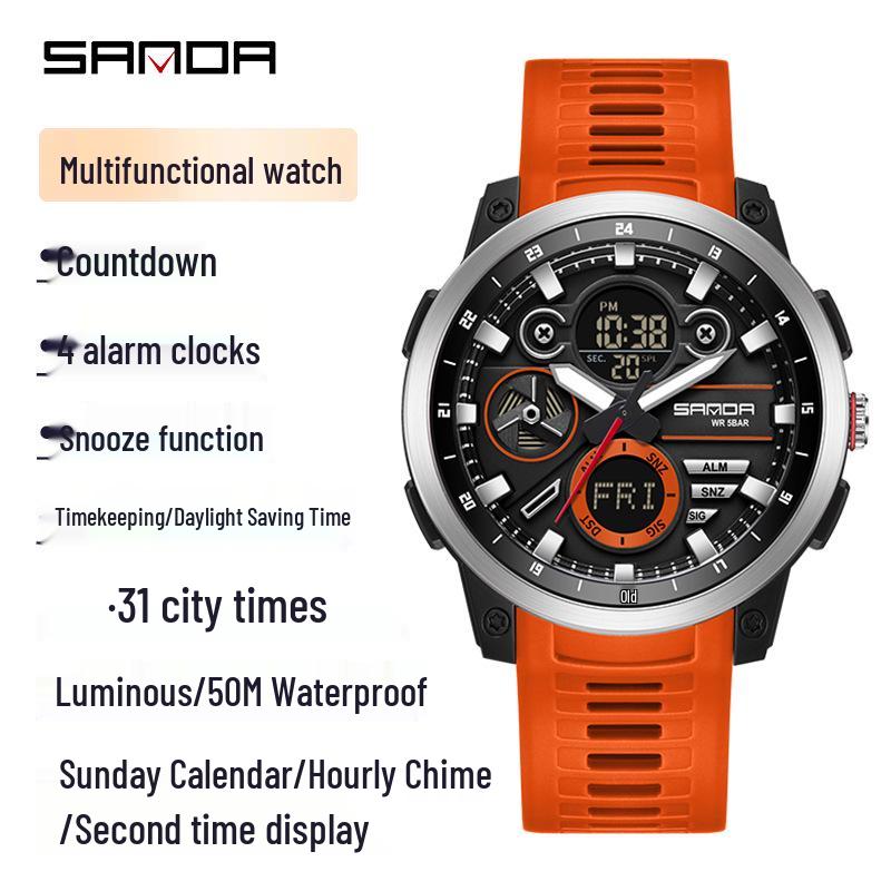 Sanda Unisex Digital Sports Watch with 4 Alarms, Outdoor Stopwatch, and Running Timer