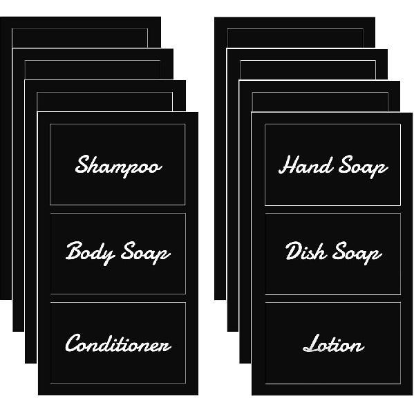 Suream Waterproof Labels for Plastic/Glass Bottles, Kitchen&Bathroom Stick Lable for Shampoo, Soap, Lotion, Conditioner, Home Organization, Soap