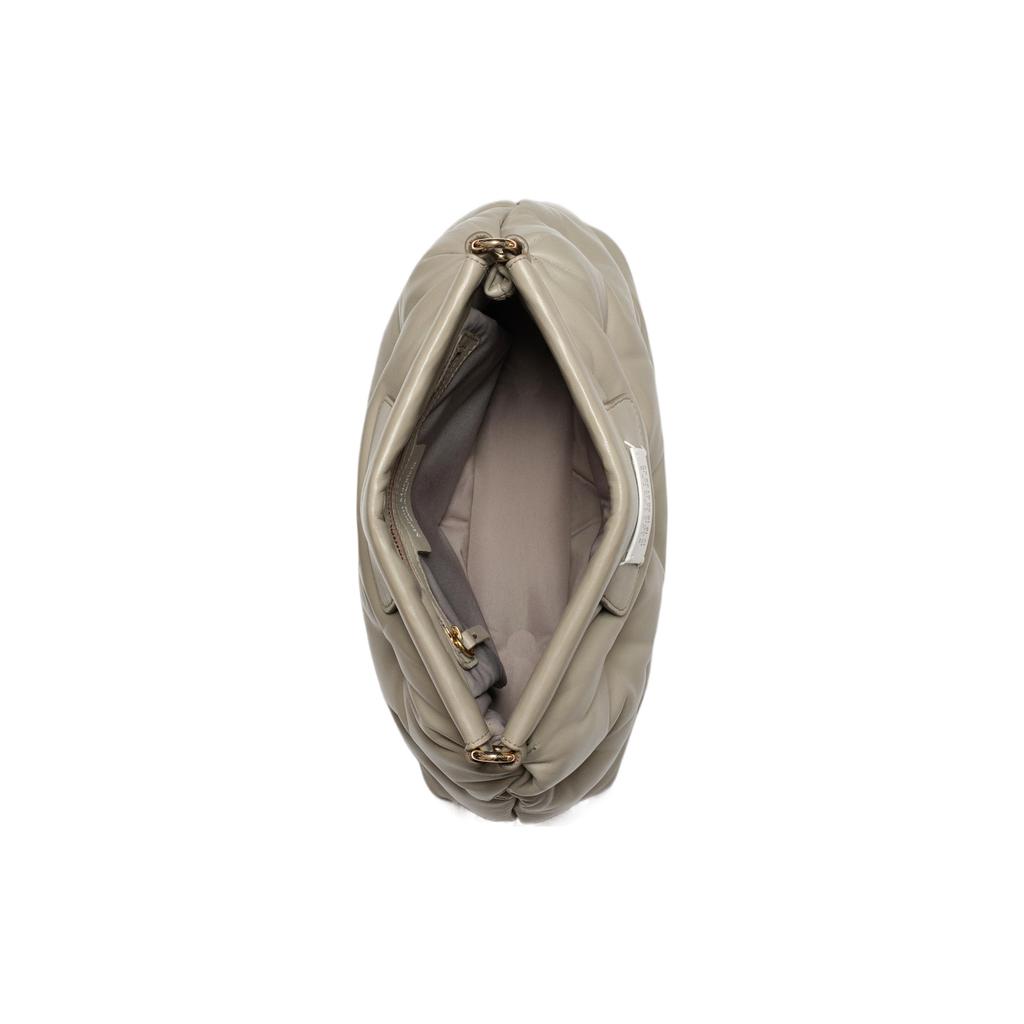 Maison Margiela Glam Slam Digitales Logo-Etikett Abnehmbarer Schultergurt Gestepptes Napa-Leder Clutch Umhängetasche Damen Taschen Beige SB1WG0028P4300T8050