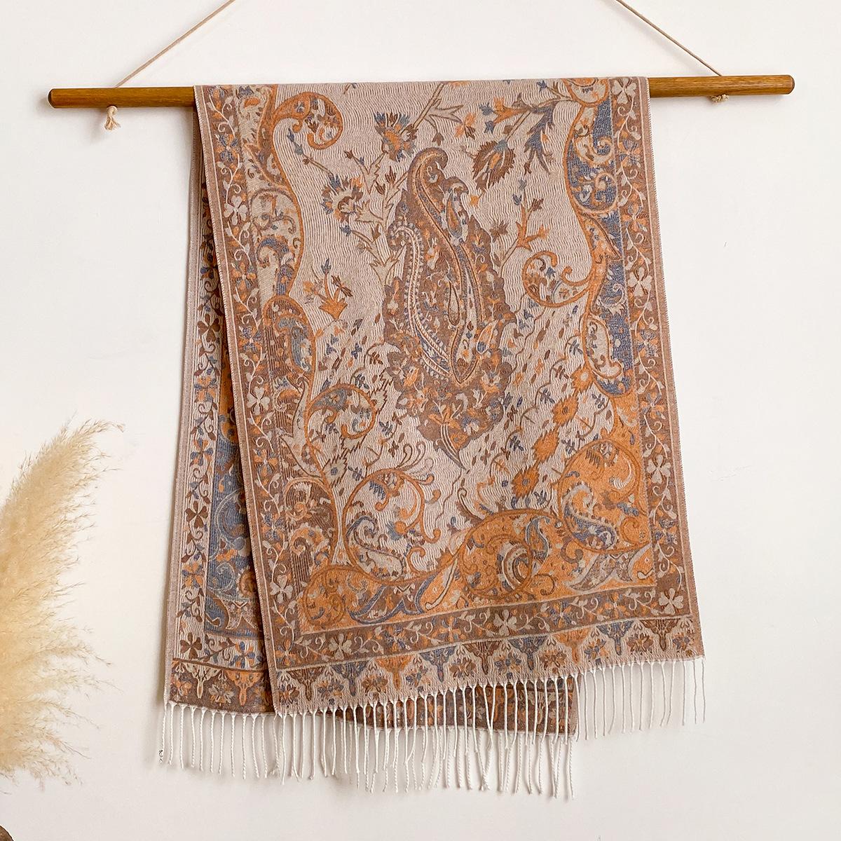 

Классический Имитация Кашемира Жаккардовый Этнический Стиль Популярный Принт Кешью Кисточки с Бахромой Длинный Шарф Женский Шарф Элегантная Шаль 200x65cm оранжевый