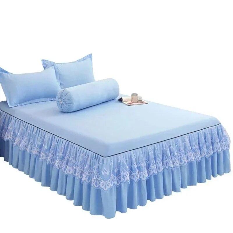 9 Farben Rüschen Spitzenrock Tagesdecke Heimtextilien Massiv Bettrock Schlafzimmer Bettdecken Tagesdecken Laken Staubschutz Bettwäsche