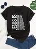 Women's Casual Sports Tee - "Jesus Is My Everything" Letter Print Loose Fit Polyester Round Neck Machine Washable