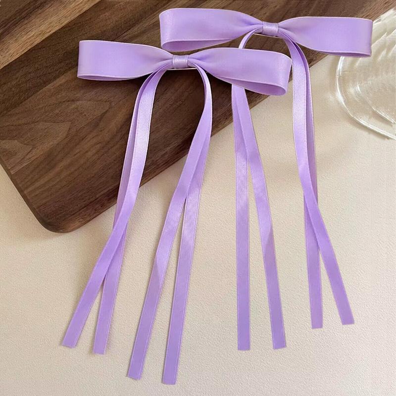 New Elegant Satin Long Tassel Ribbon Clips Women Vintage Simple Bow Hairpins Barrettes Korean Fashion Hair Accessories Gift
