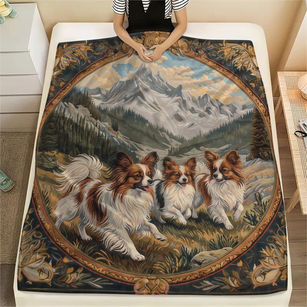 Vintage Animal Frame Print Flannel Blanket,High Quality Comfortable for All Seasons,Home Decor,Warmth and Comfort,Perfect for Christmas Gifts