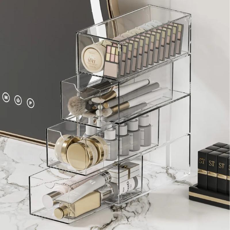 Przezroczyste Organizery Pudełka do Przechowywania Kolczyków Kosmetyczne Uchwyt do Przechowywania Biżuterii Wielofunkcyjne Pudełko do Przechowywania z Szufladą Organizujące Szafki