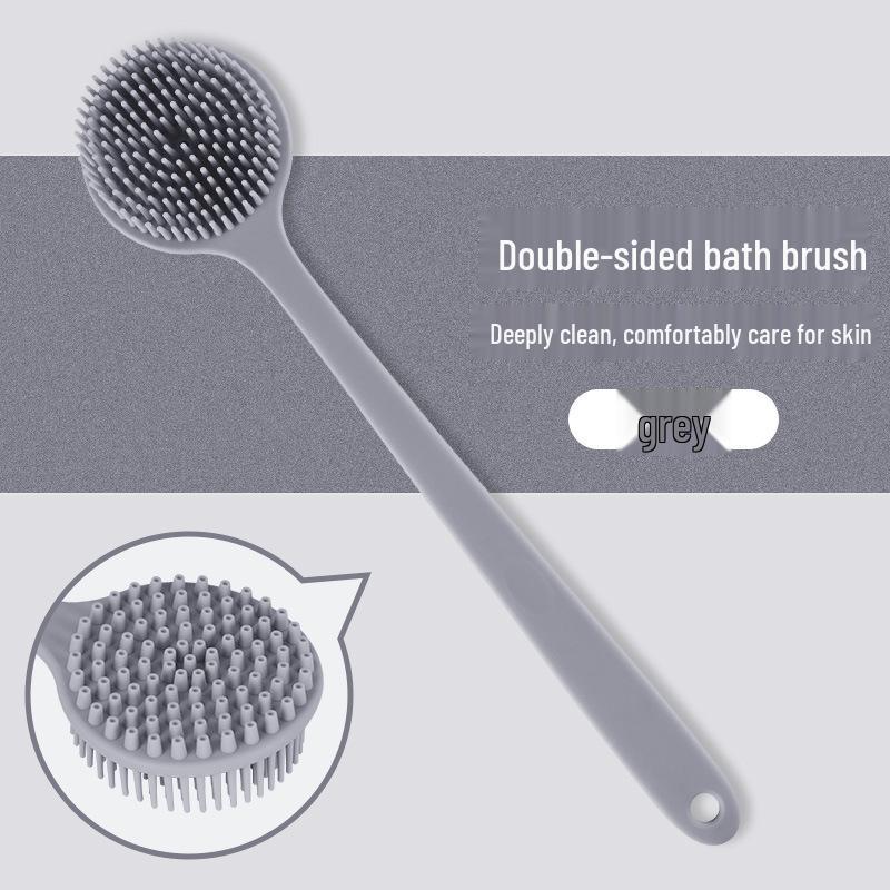 Silicone Double-Sided Bath Brush with Long Handle - Massage Back Scrubber.