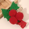 Weihnachts-Stechpalmen-Haarklammern für Mädchen Rote Beeren Grüne Blätter Filz-Haarnadeln Festlicher Haarschmuck Niedliche Weihnachtsfeier Haardekoration