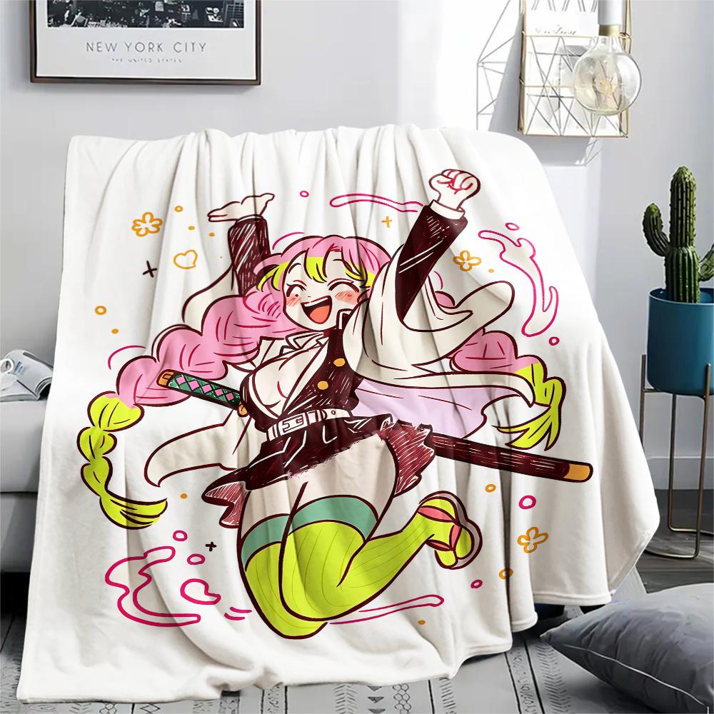 1PC Demon Slayer Print Flannel Blanket, High Quality All Seasons, Home Decor, Warmth and Comfort, Perfect for Christmas Gifts