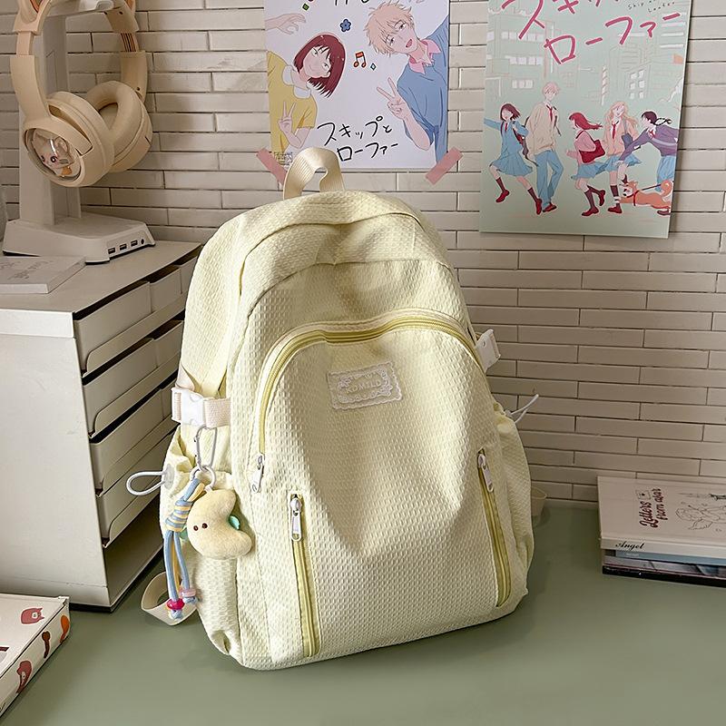 Summer New Water Canvas Bag Literary Japanese Female Lazy Wind Small Backpack Simple Solid Color Female Backpack