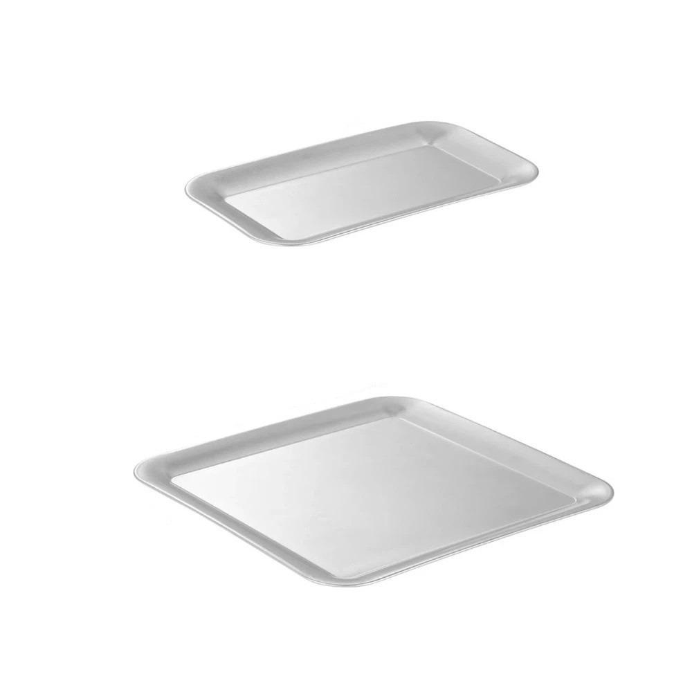 Luxury Square Serving Tray Stainless Steel Thicken Coffee Tray Serving Platters Cafe Restaurant
