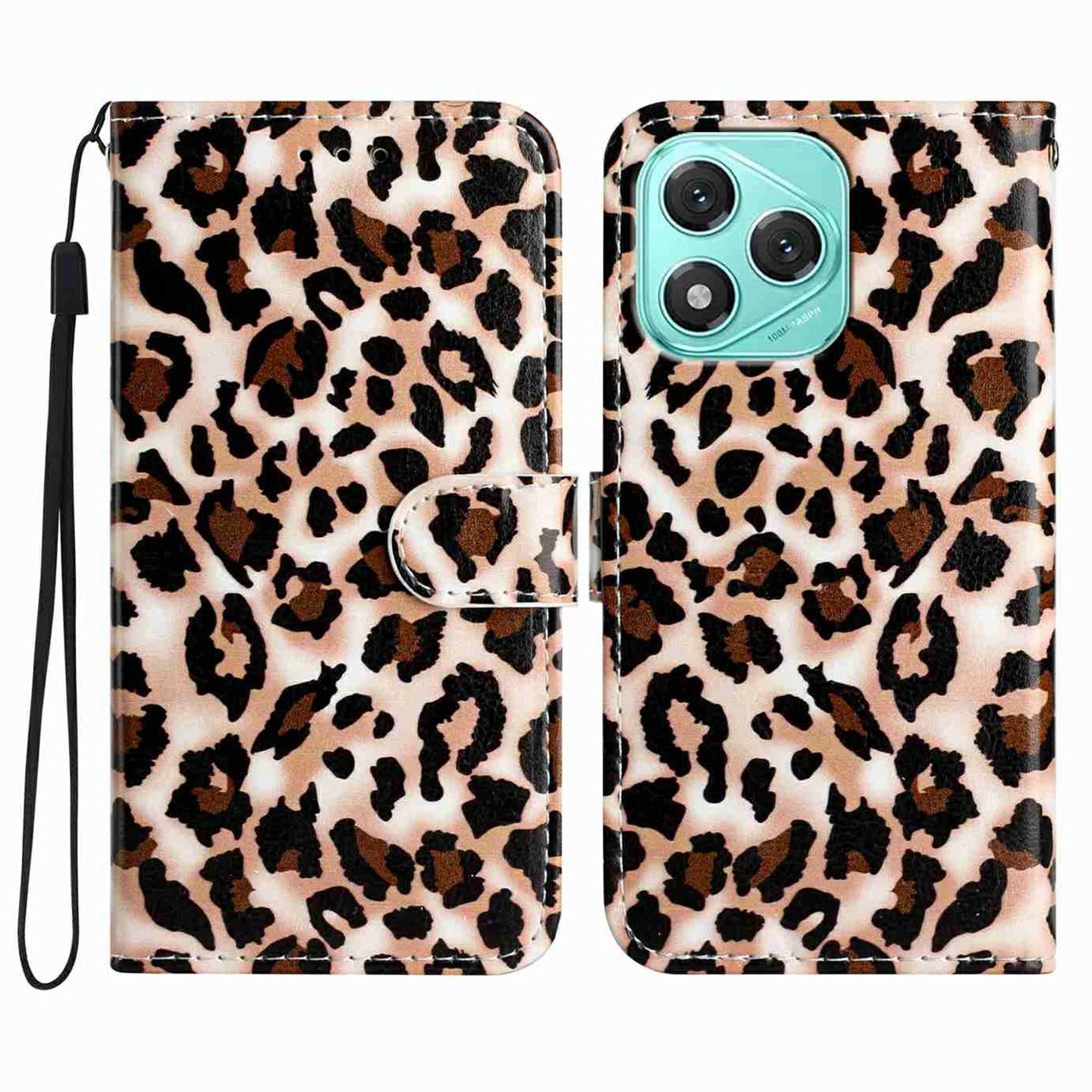 

Wallet Case for Honor 400 Lite 5G Printed Pattern PU Leather Stand Phone Cover with Strap Leopard Print