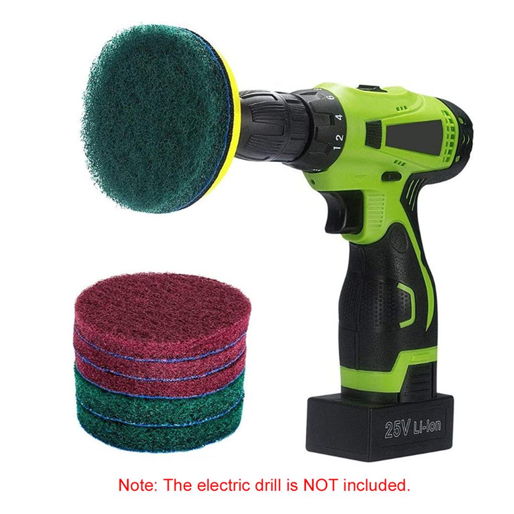 11 st skurrengöringssats 4-tums självhäftande platta skurkuddar Skursvampsats kompatibel med