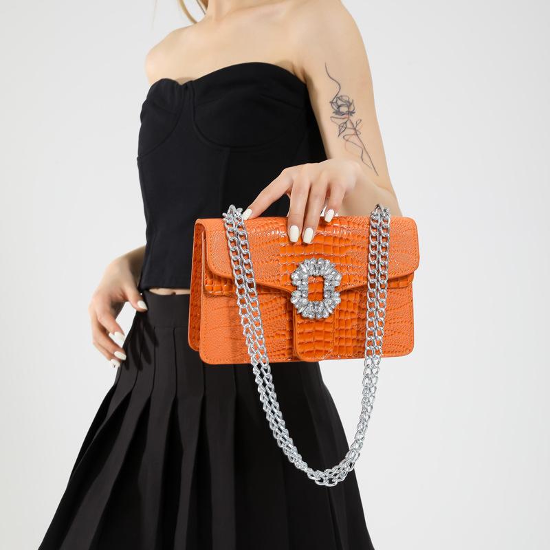 Temperature  Fashionable and Fashionable Summer New Style Simple Casual Texture Chain Crossbody Single Shoulder Small Square Bag for Women