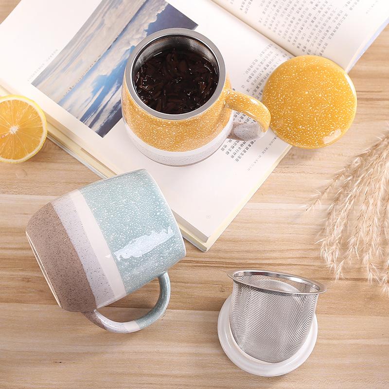 Kiln-changed Tea Mug Large Capacity Breakfast Office With Lid Water Cup Ceramic Coffee Cups Beer Mugs Drinkware Christmas Funny