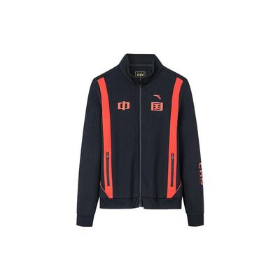 Striped Chinese Character Print Zip-Up Sports Jacket Women Jackets Black 162237725-4