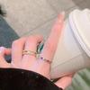 High-End Retro Rainbow Gemstone Zircon Open Ring - Women's Pinky Diamond Ring