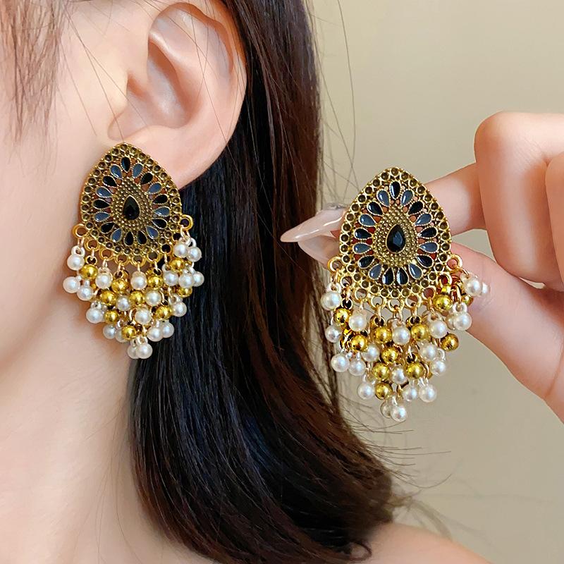 Cercei vintage cu ciucuri cu picături de apă cu împânzire cu diamante, cercei noi în stil boem, cercei personalizați și creativi pentru industria grea