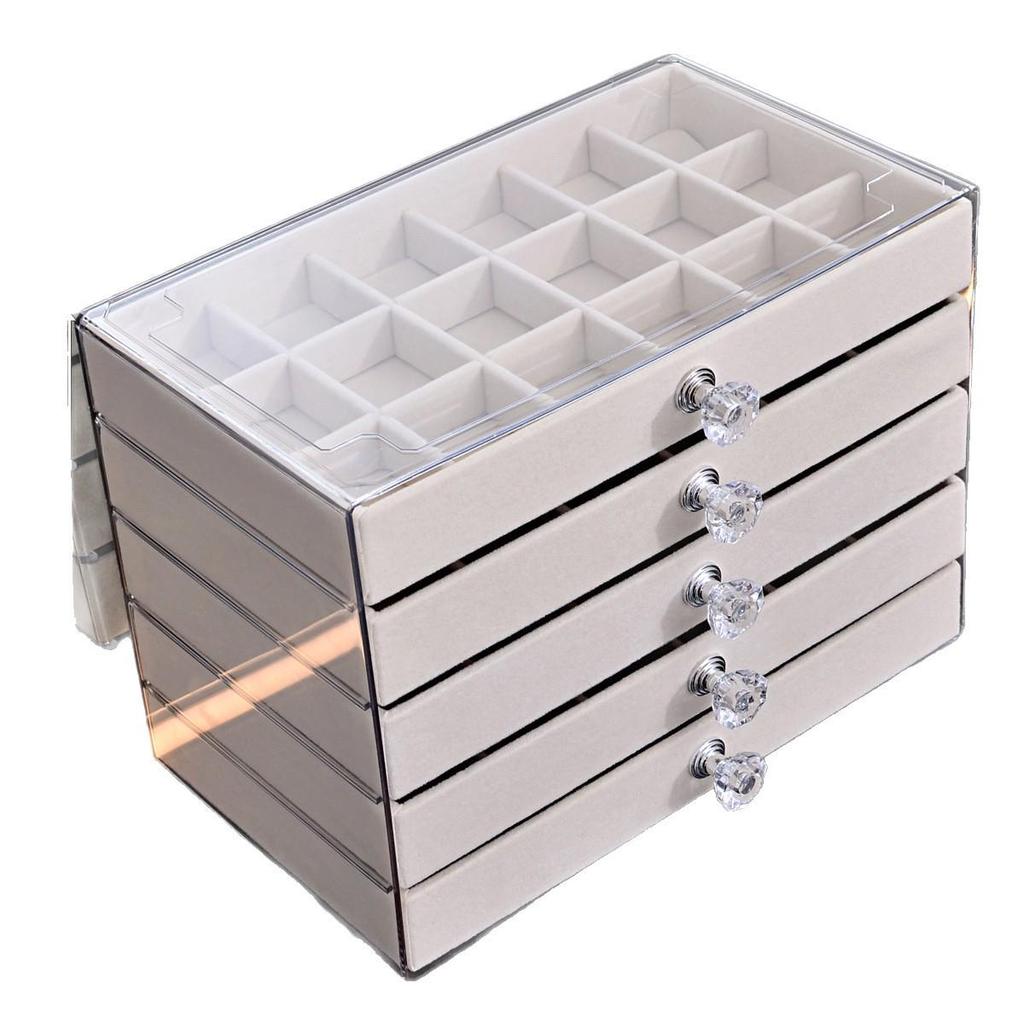 3-Tier/5-Tier Large Capacity Flocking Jewelry Organizer Box