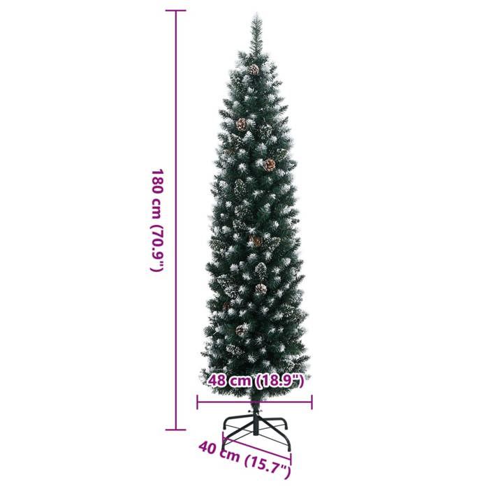 VidaXL Sapin de Noël artificiel mince 300 LED 180 cm 3315780