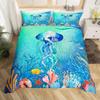 3D Octopus Sea Turtle Duvet Cover Retro Sailboat Crab Reptile Bedding Set Marine Mediterranean Style Jellyfish Comforter Cover