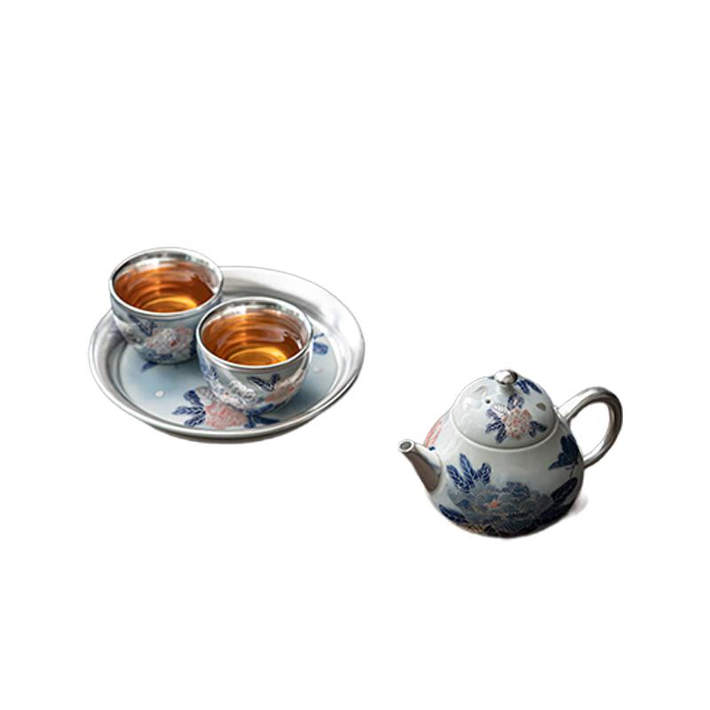 

Керамический посеребренный чайный набор Sushitao с пионами 1
