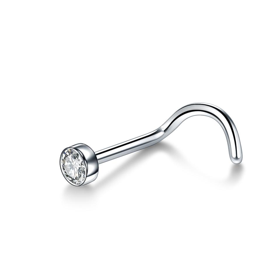 10 Stück/Los G23 Titan Nasenstecker Piercing Kristall Nasenschraube Flache CZ Nasenflügel Ohrringe Piercing Nase Schmuck Nasenringe 20G 18G