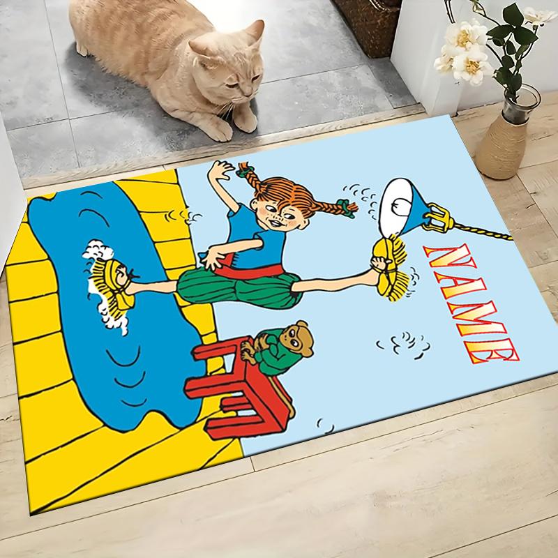 Custom Name Pippi Adventures Carpet Rug Customizable Soft Washable Anti-Slip Home Living Room Sofa Mats Personalized Rug. 0909321