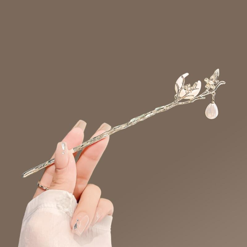 Mondförmiger Haarstab Metallzweig Haarnadel Haargabel Klassische chinesische Hanfu Haarschmuck für Mädchen Party Haarschmuck