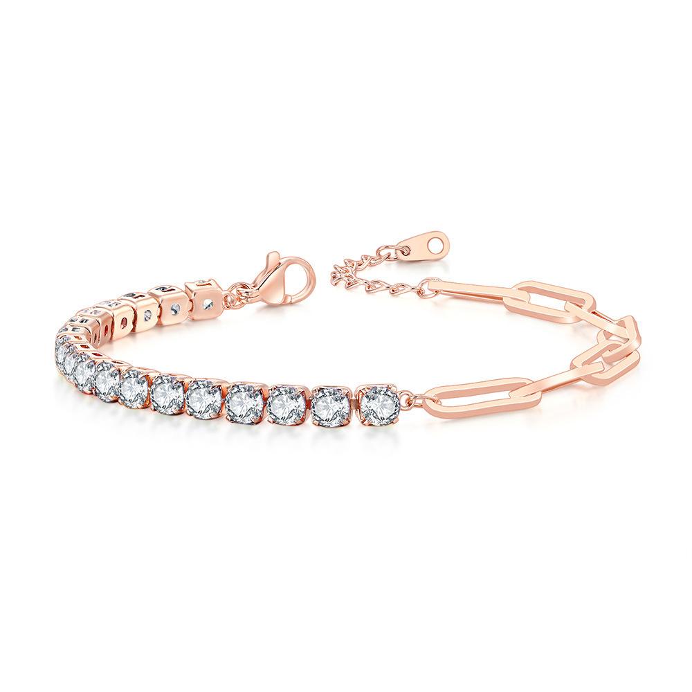 Paper Clip Splicing Tennis Bracelet Women'S Round Zircon 12 Birthstone Jewelry