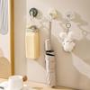 5Pcs Plastic Door Sticky Hooks Transparent Shower Towel Rack Creative Suction Cup Hook  for Home